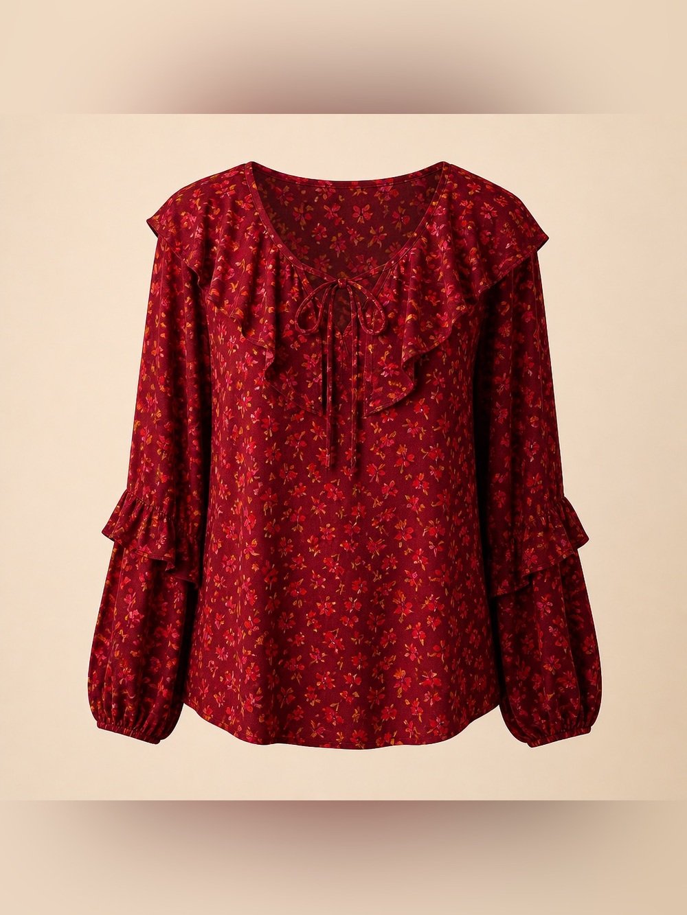 Sonoma 4x Floral Print Rayon Tie String Neck Blouse